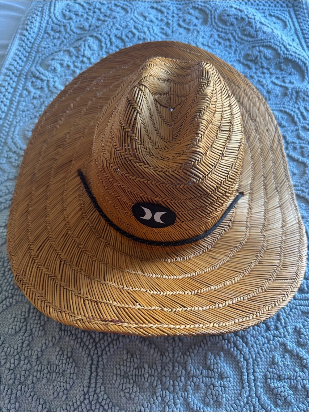 Hurley Straw Western-Style Sun Hat in Tan with Black Accent